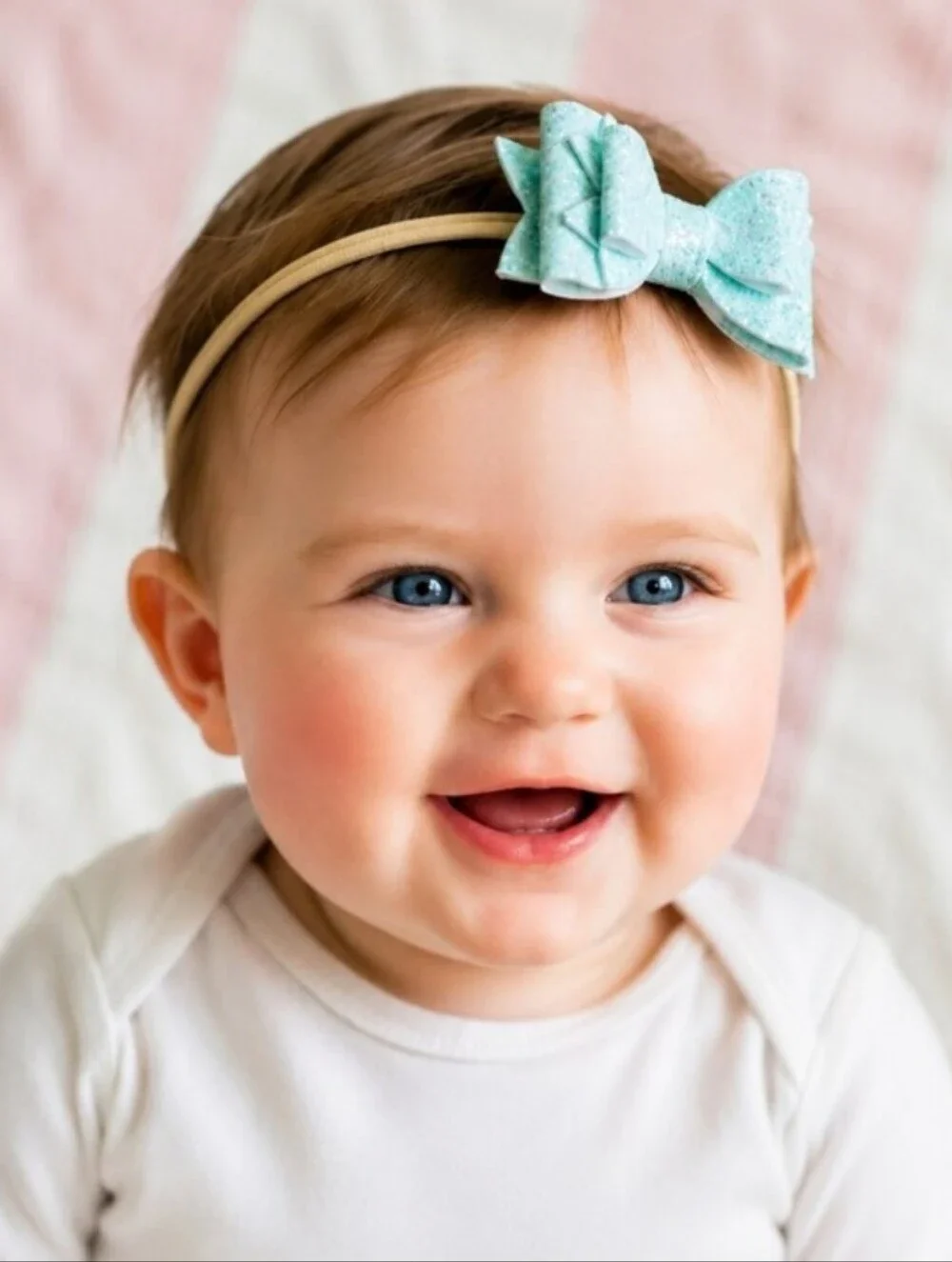 Handmade Baby Bow Headbands Set 3pc/Glitter Nylon Newborn Toddler Bows🎀✨